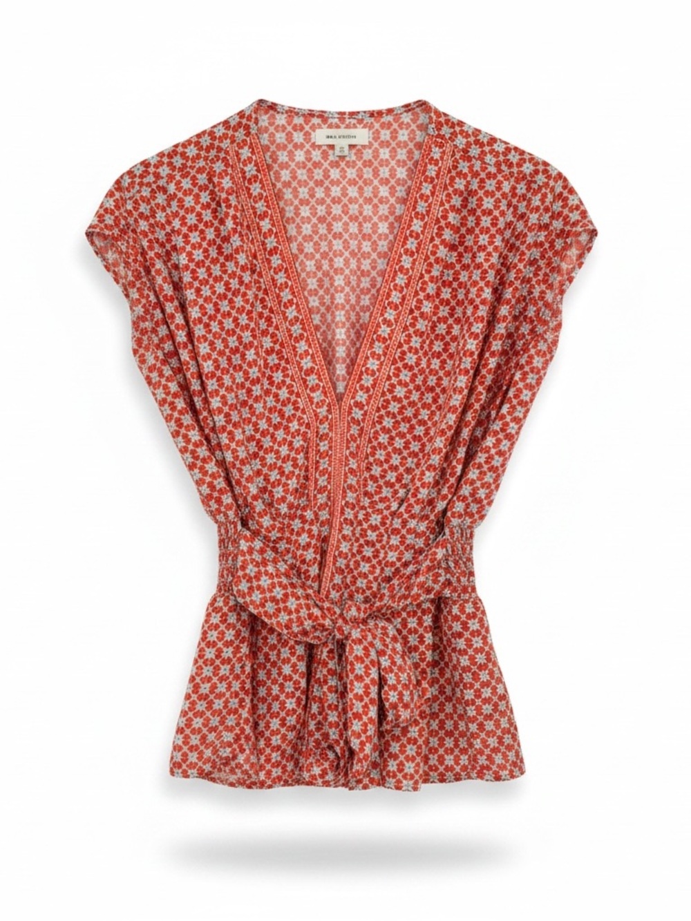 Max Studio Floral Faux Wrap-Front  Blouse